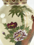 Japanese Ceramic Flower Vase Satsuma ware Vtg Kabin Ikebana Arrangement FK44