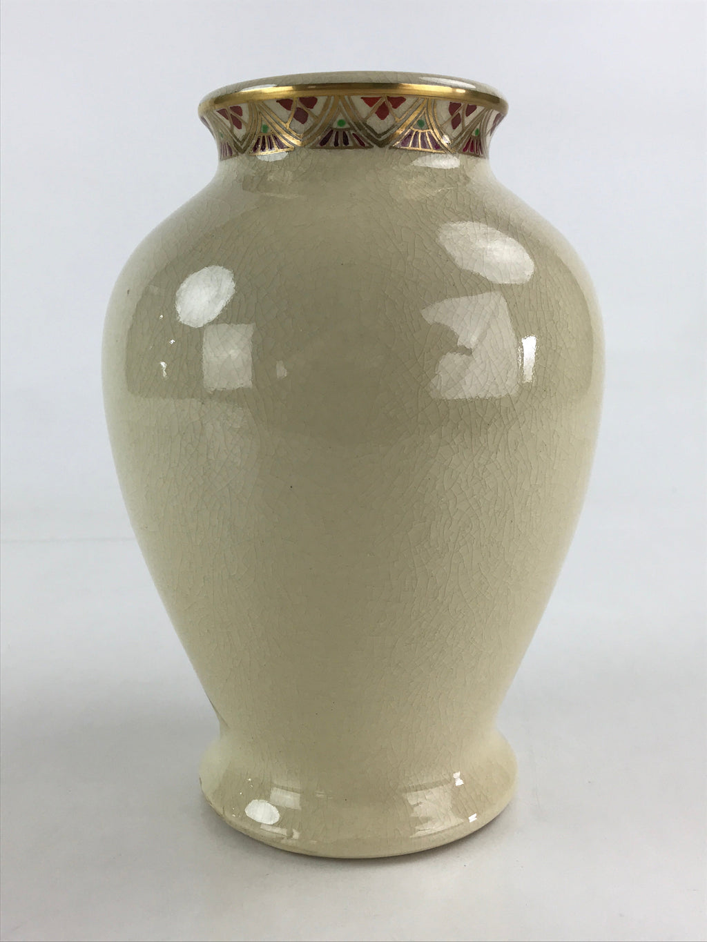 Japanese Ceramic Flower Vase Satsuma ware Vtg Kabin Ikebana Arrangement FK44