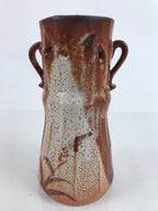 Japanese Ceramic Flower Vase Shino Ware Vtg Kabin White Brown Orange FK145