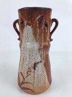 Japanese Ceramic Flower Vase Shino Ware Vtg Kabin White Brown Orange FK145