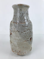 Japanese Ceramic Flower Vase Shino Ware Vtg Kabin White Gray Brown FK105