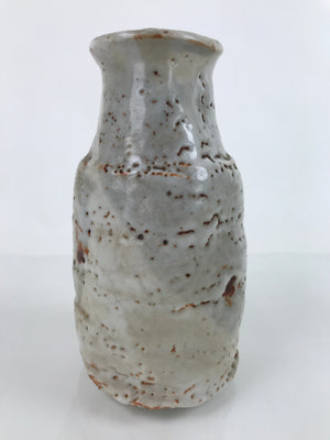 Japanese Ceramic Flower Vase Shino Ware Vtg Kabin White Gray Brown FK105