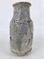 Japanese Ceramic Flower Vase Shino Ware Vtg Kabin White Gray Brown FK105