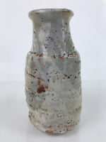 Japanese Ceramic Flower Vase Shino Ware Vtg Kabin White Gray Brown FK105