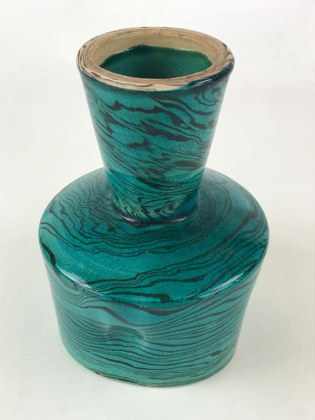 Japanese Ceramic Flower Vase Suiban Vtg Pottery Ikebana Arrangement Kado PY405