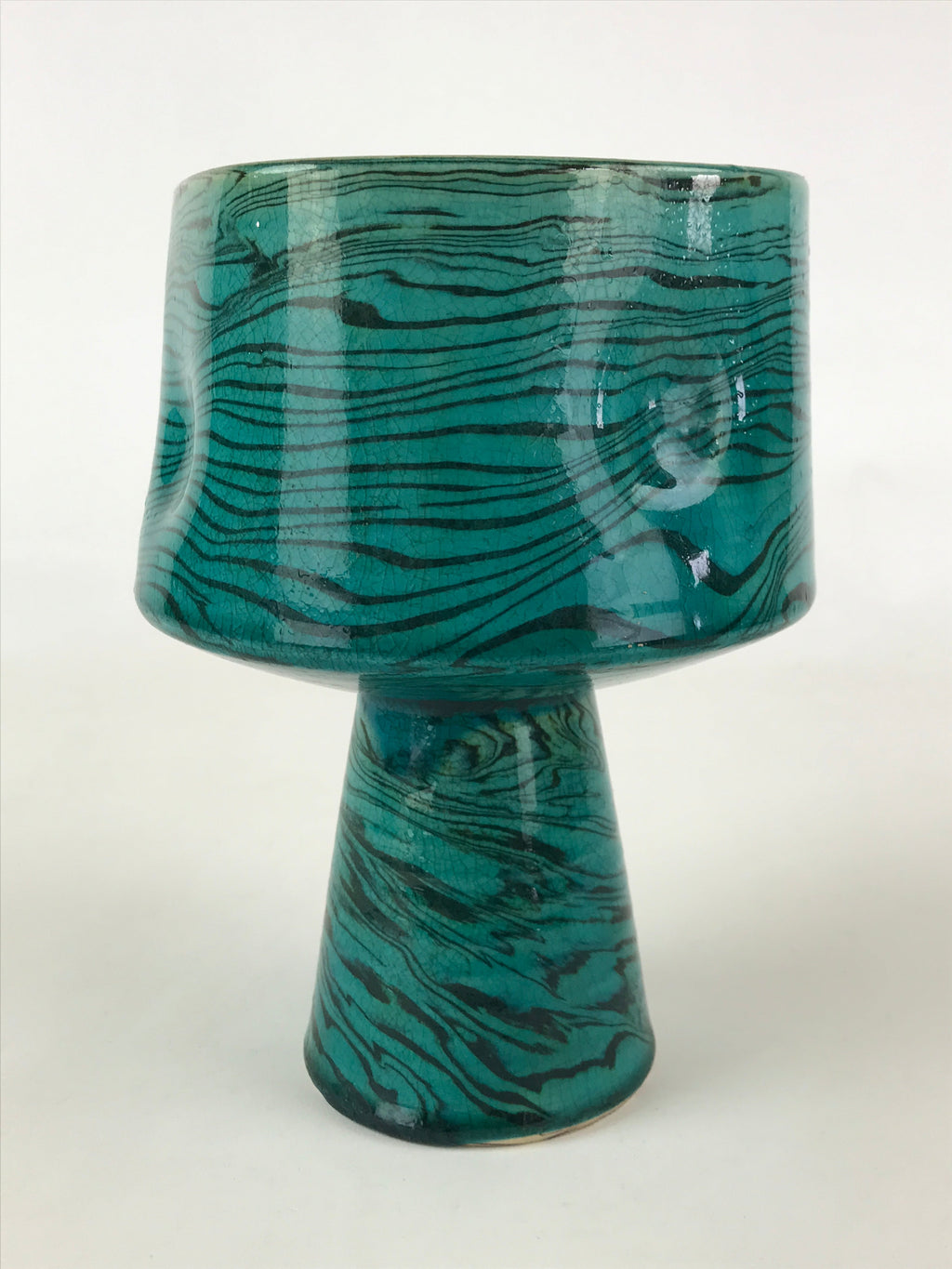 Japanese Ceramic Flower Vase Suiban Vtg Pottery Ikebana Arrangement Kado PY405