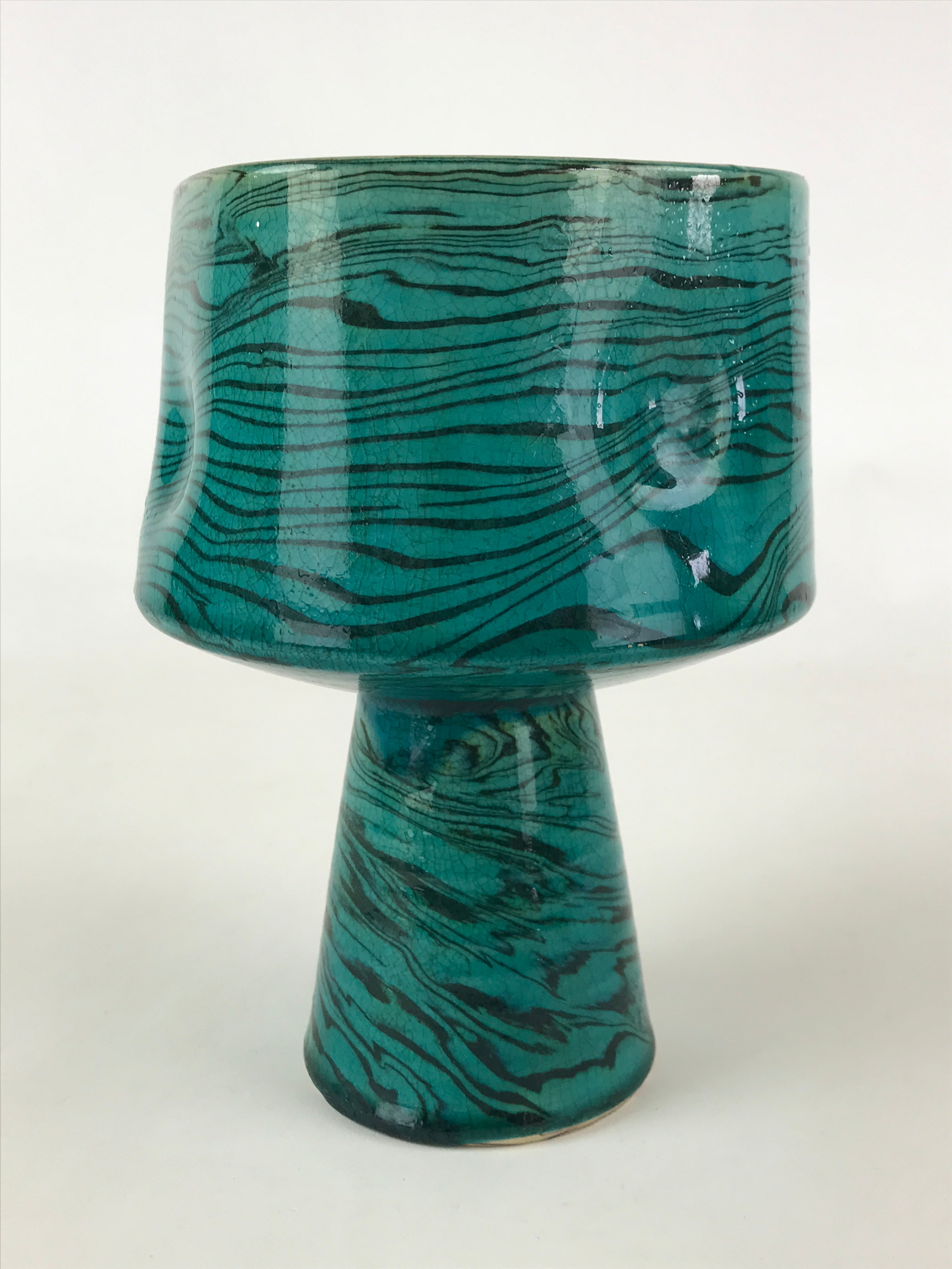 Japanese Ceramic Flower Vase Suiban Vtg Pottery Ikebana Arrangement Kado PY405