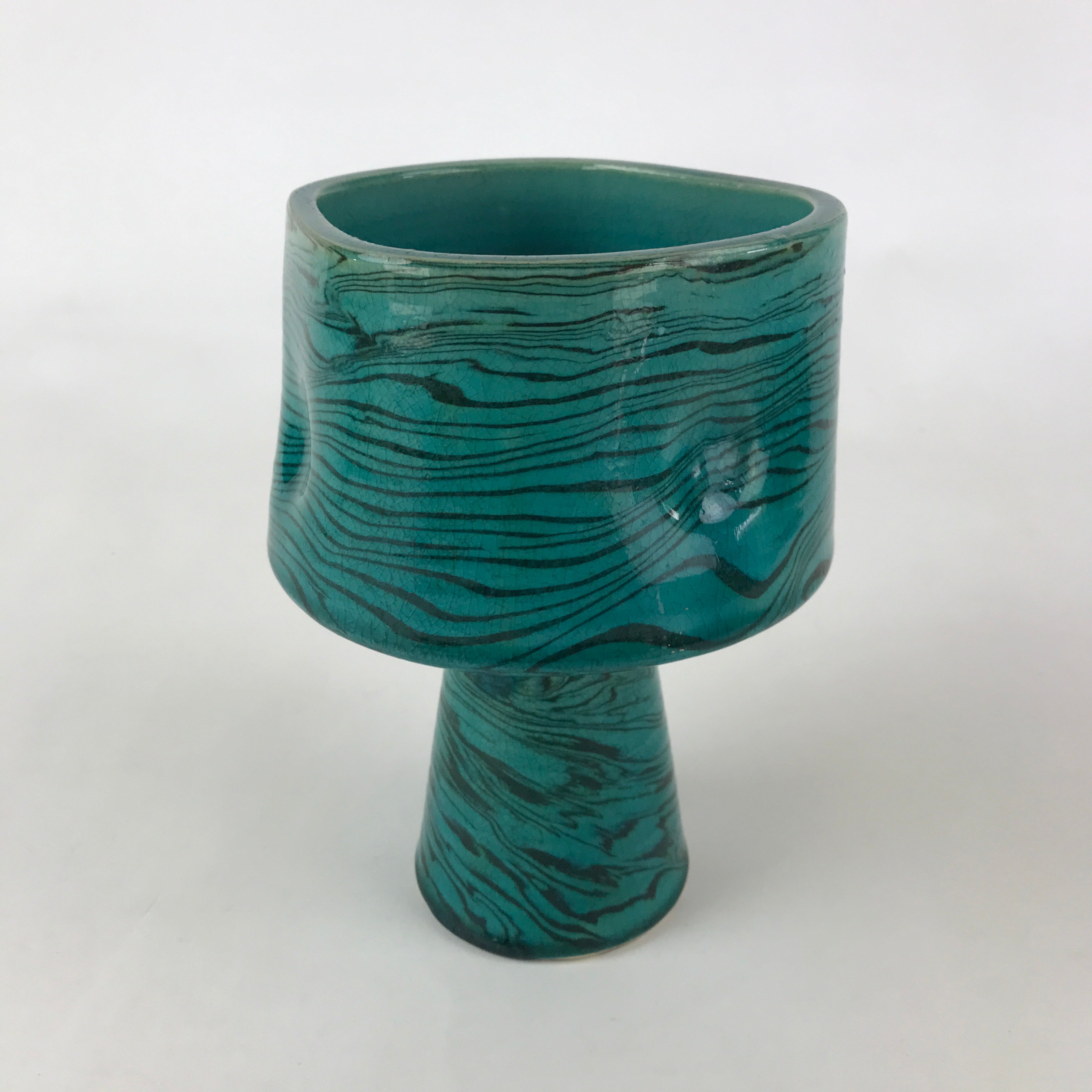 Japanese Ceramic Flower Vase Suiban Vtg Pottery Ikebana Arrangement Kado PY405