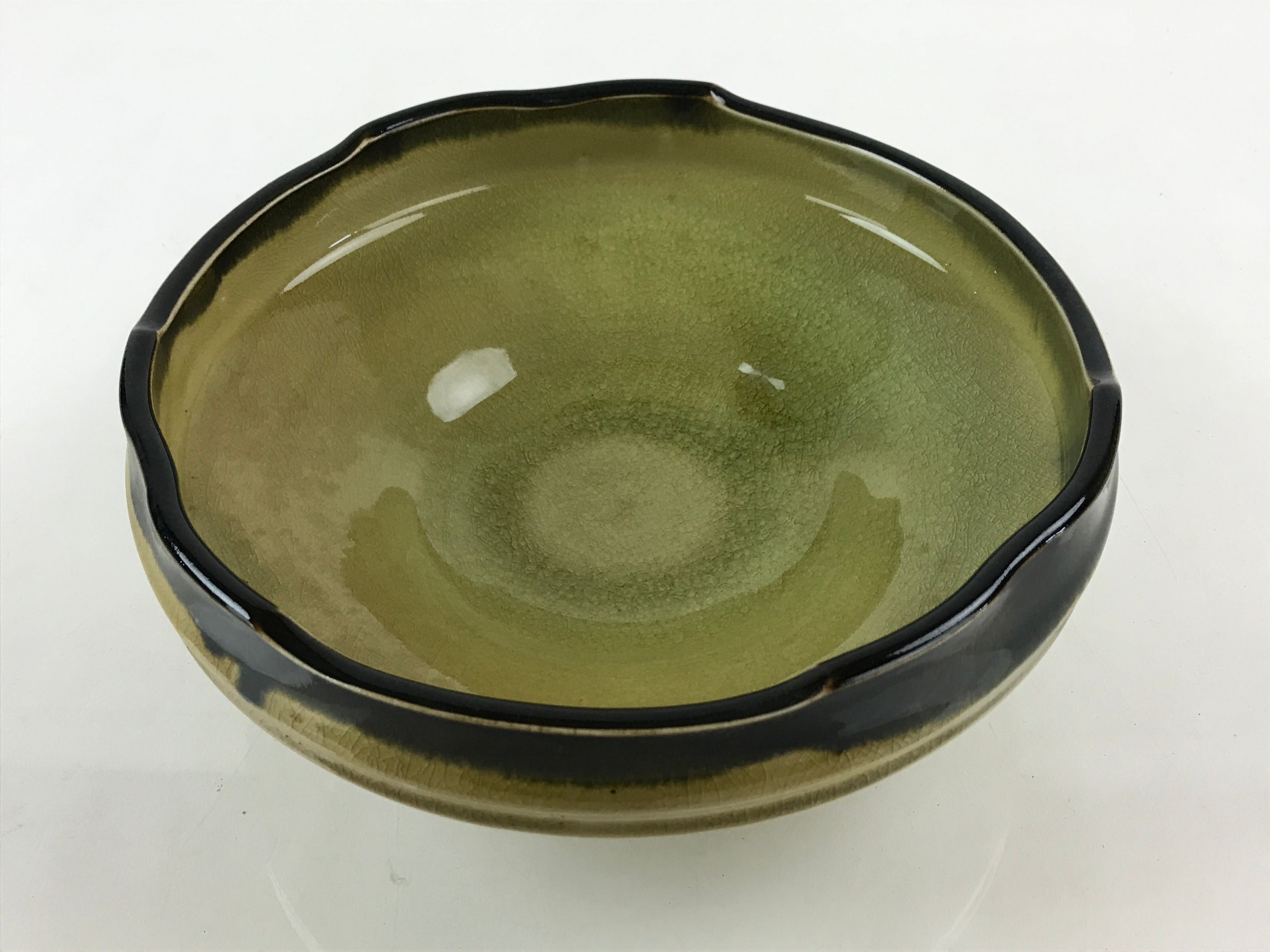 Japanese Ceramic Flower Vase Suiban Vtg Pottery Ikebana Arrangement Kado PY452