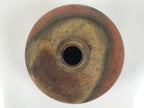 Japanese Ceramic Flower Vase Vtg Bizen ware Brown Beige Gray Round Kabin FK171