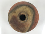 Japanese Ceramic Flower Vase Vtg Bizen ware Brown Beige Gray Round Kabin FK171