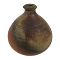 Japanese Ceramic Flower Vase Vtg Bizen ware Brown Beige Gray Round Kabin FK171