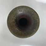 Japanese Ceramic Flower Vase Vtg Crane Neck Brown Ash Glaze Pottery w/Box PX776