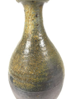 Japanese Ceramic Flower Vase Vtg Crane Neck Brown Ash Glaze Pottery w/Box PX776