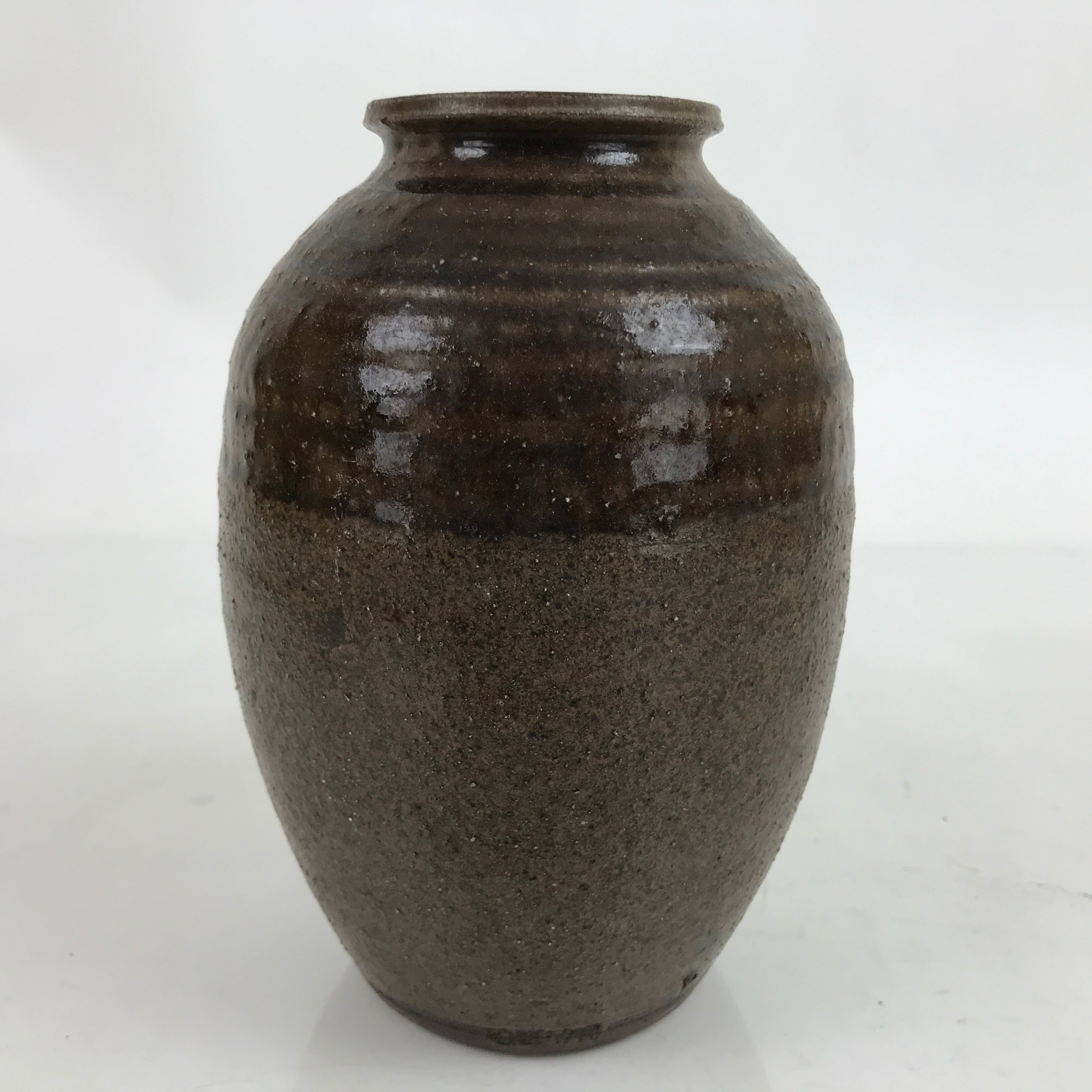 Japanese Ceramic Flower Vase Vtg Ikebana Arrangement Pottery Kabin Brown FK126