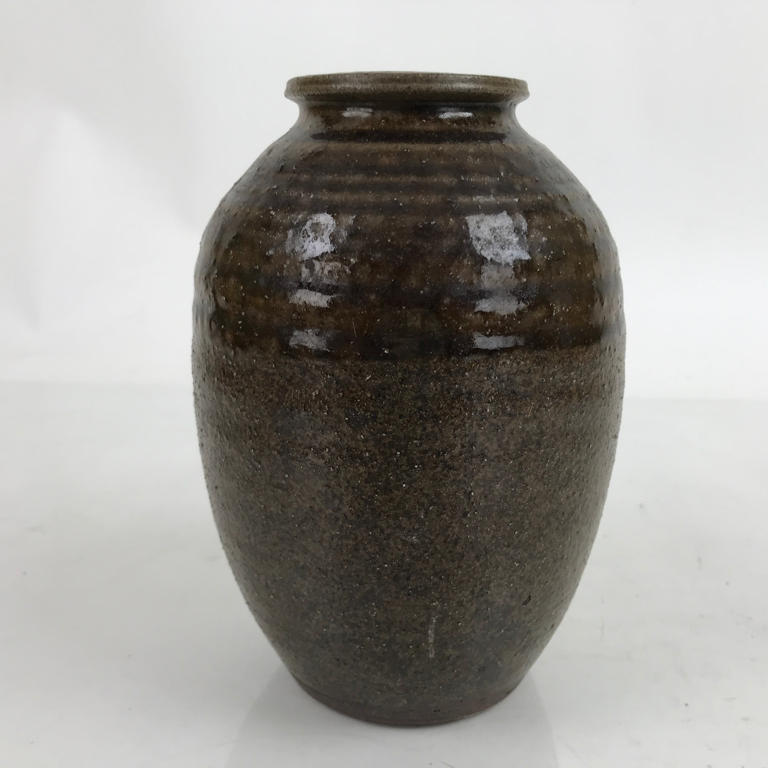 Japanese Ceramic Flower Vase Vtg Ikebana Arrangement Pottery Kabin Brown FK126