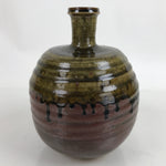 Japanese Ceramic Flower Vase Vtg Ikebana Drip Glaze Pottery Kabin Brown FK127