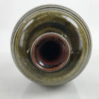 Japanese Ceramic Flower Vase Vtg Ikebana Drip Glaze Pottery Kabin Brown FK127