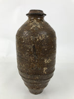 Japanese Ceramic Flower Vase Vtg Ikebana Kabin Amphora Sake Bottle Brown FK193
