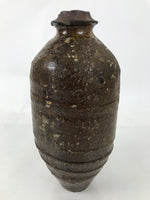 Japanese Ceramic Flower Vase Vtg Ikebana Kabin Amphora Sake Bottle Brown FK193