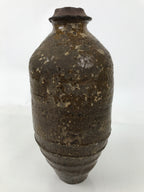 Japanese Ceramic Flower Vase Vtg Ikebana Kabin Amphora Sake Bottle Brown FK193