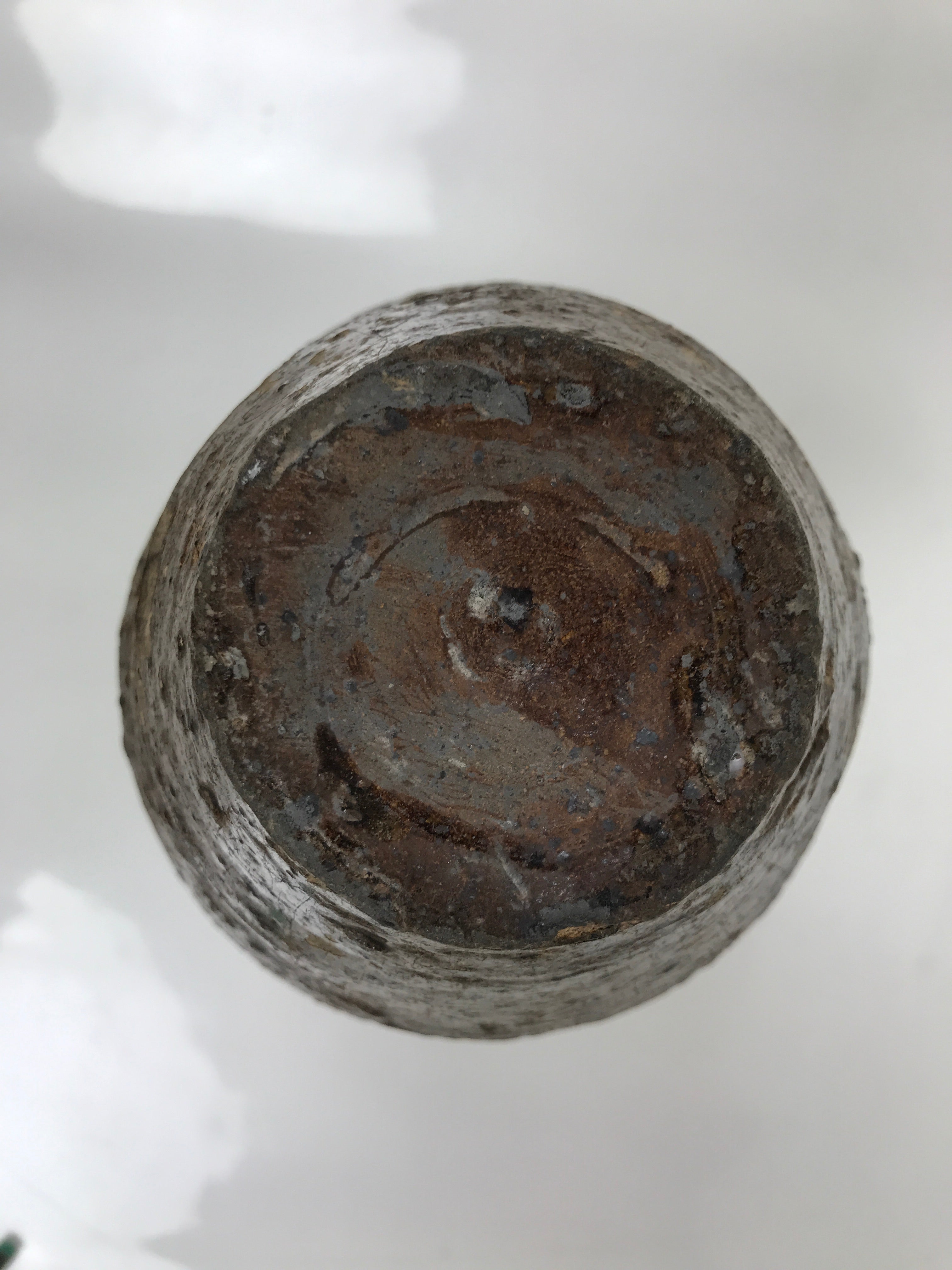 Japanese Ceramic Flower Vase Vtg Ikebana Kabin Amphora Sake Bottle Brown FK193