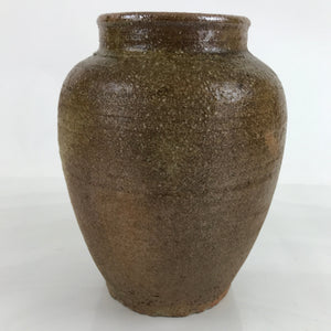 Japanese Ceramic Flower Vase Vtg Ikebana Kabin Brown Ash Glaze FK141