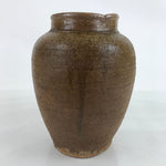 Japanese Ceramic Flower Vase Vtg Ikebana Kabin Brown Ash Glaze FK141