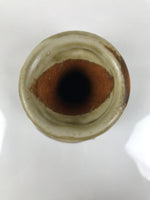 Japanese Ceramic Flower Vase Vtg Ikebana Kabin Brown Ash Glaze Green FK216