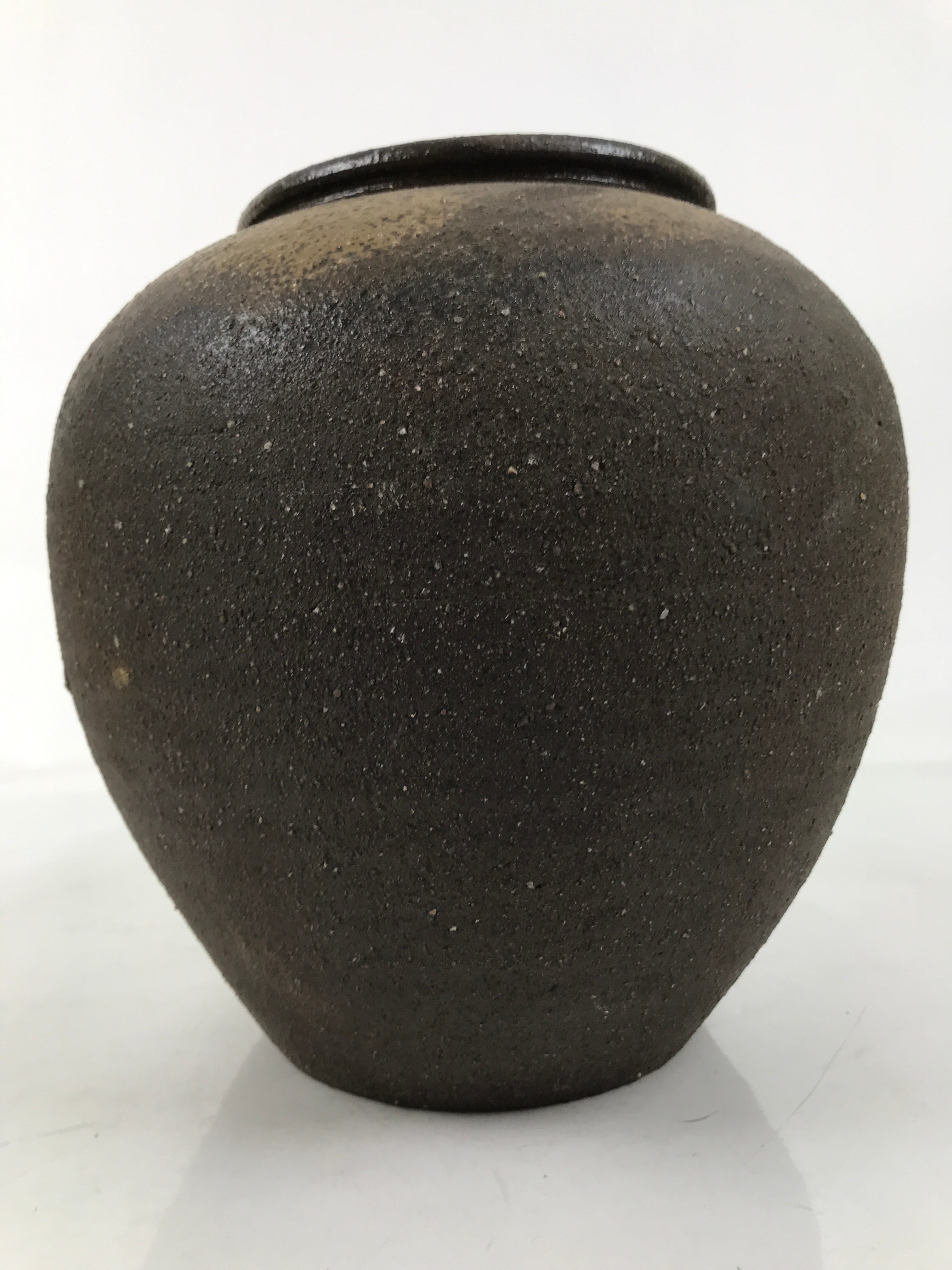 Japanese Ceramic Flower Vase Vtg Ikebana Kabin Brown Ash Glaze Indentation FK173