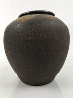 Japanese Ceramic Flower Vase Vtg Ikebana Kabin Brown Ash Glaze Indentation FK173