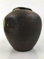 Japanese Ceramic Flower Vase Vtg Ikebana Kabin Brown Ash Glaze Indentation FK173