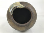 Japanese Ceramic Flower Vase Vtg Ikebana Kabin Brown Ash Glaze Indentation FK173
