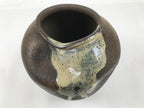 Japanese Ceramic Flower Vase Vtg Ikebana Kabin Brown Ash Glaze Indentation FK173
