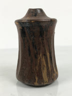 Japanese Ceramic Flower Vase Vtg Ikebana Kabin Brown Black Taper Mentori FK239
