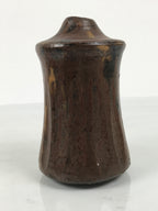 Japanese Ceramic Flower Vase Vtg Ikebana Kabin Brown Black Taper Mentori FK239