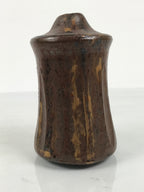 Japanese Ceramic Flower Vase Vtg Ikebana Kabin Brown Black Taper Mentori FK239