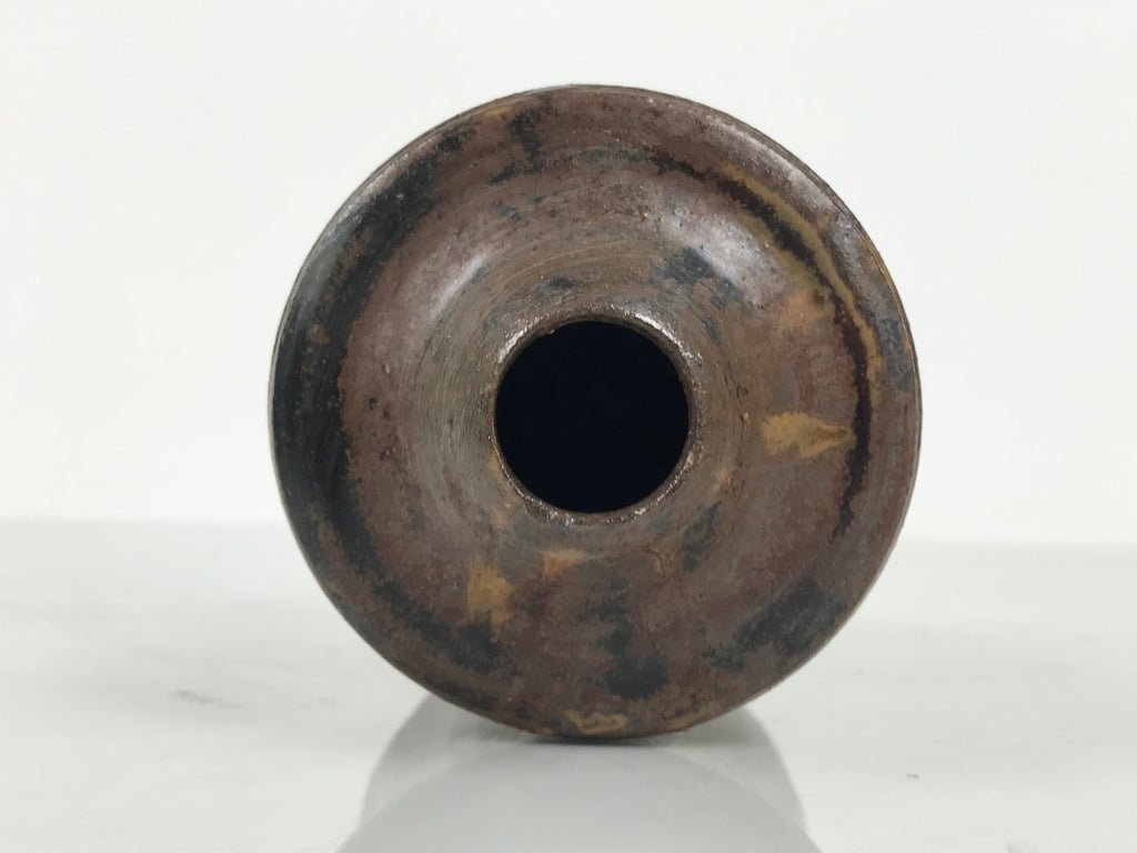 Japanese Ceramic Flower Vase Vtg Ikebana Kabin Brown Black Taper Mentori FK239