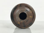 Japanese Ceramic Flower Vase Vtg Ikebana Kabin Brown Black Taper Mentori FK239