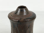 Japanese Ceramic Flower Vase Vtg Ikebana Kabin Brown Black Taper Mentori FK239