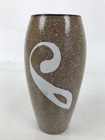 Japanese Ceramic Flower Vase Vtg Ikebana Kabin Brown Black White Magatama FK197