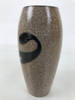 Japanese Ceramic Flower Vase Vtg Ikebana Kabin Brown Black White Magatama FK197