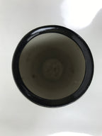 Japanese Ceramic Flower Vase Vtg Ikebana Kabin Brown Black White Magatama FK197