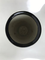 Japanese Ceramic Flower Vase Vtg Ikebana Kabin Brown Black White Magatama FK197