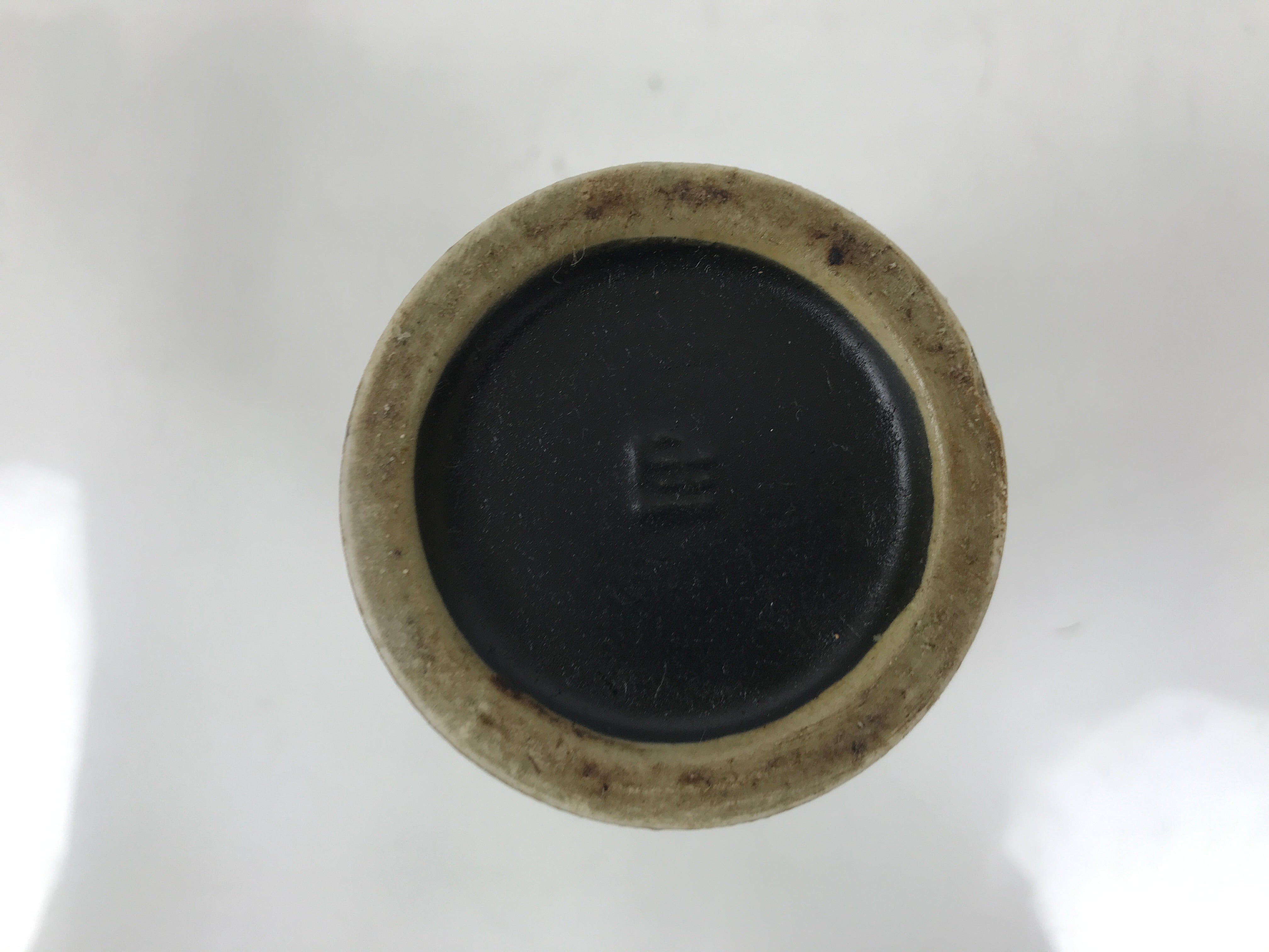 Japanese Ceramic Flower Vase Vtg Ikebana Kabin Brown Black White Magatama FK197