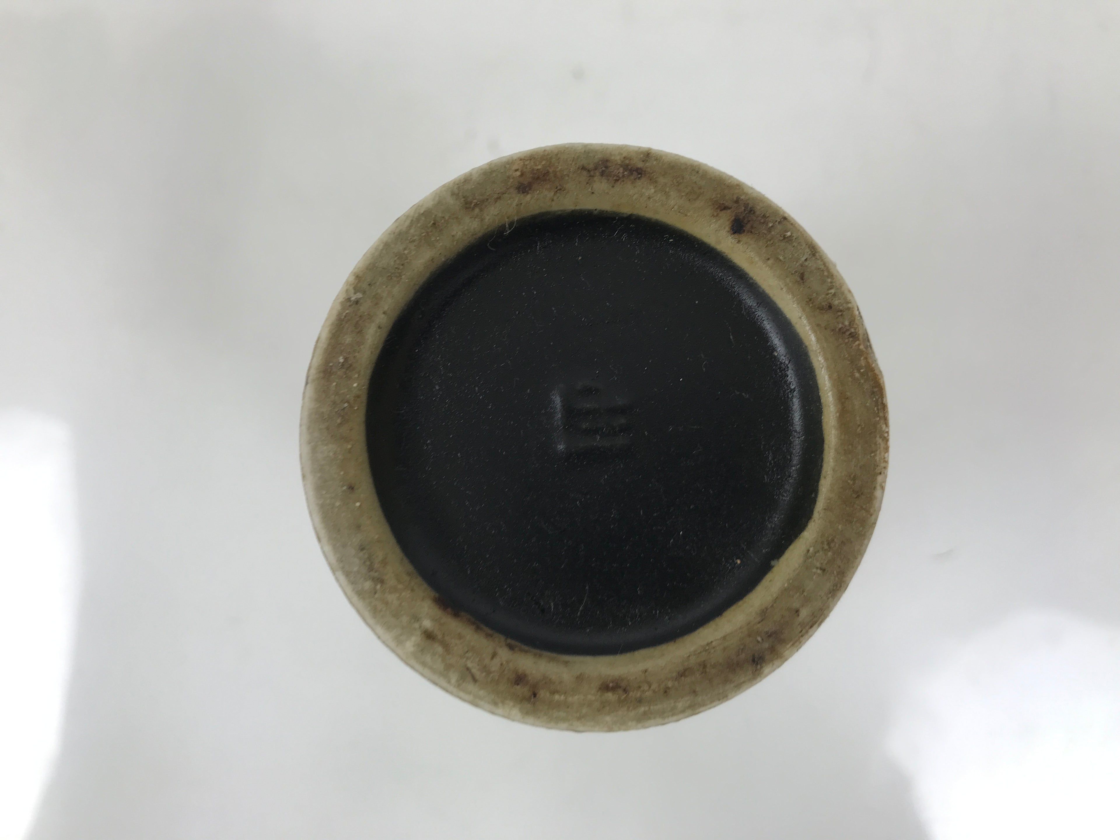 Japanese Ceramic Flower Vase Vtg Ikebana Kabin Brown Black White Magatama FK197