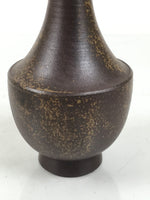Japanese Ceramic Flower Vase Vtg Ikebana Kabin Brown Crane Neck Pottery FK189