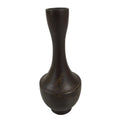 Japanese Ceramic Flower Vase Vtg Ikebana Kabin Brown Crane Neck Pottery FK189