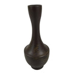 Japanese Ceramic Flower Vase Vtg Ikebana Kabin Brown Crane Neck Pottery FK189