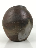 Japanese Ceramic Flower Vase Vtg Ikebana Kabin Brown Gray Ash Glaze FK174